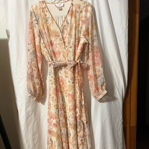 Floral Print Cream Maxi Dress